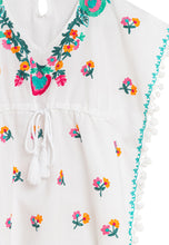 Cargar imagen en el visor de la galería, Vestido KAFTÁN blanco bordado colores Dolores Cortés Kids