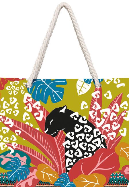 Bolsa playa estampado pantera colección Pasarela 026 Dolores Cortés