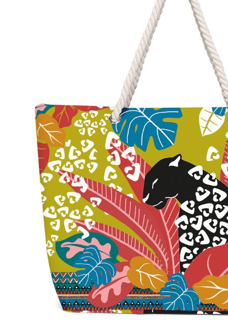 Bolsa playa estampado pantera colección Pasarela 026 Dolores Cortés