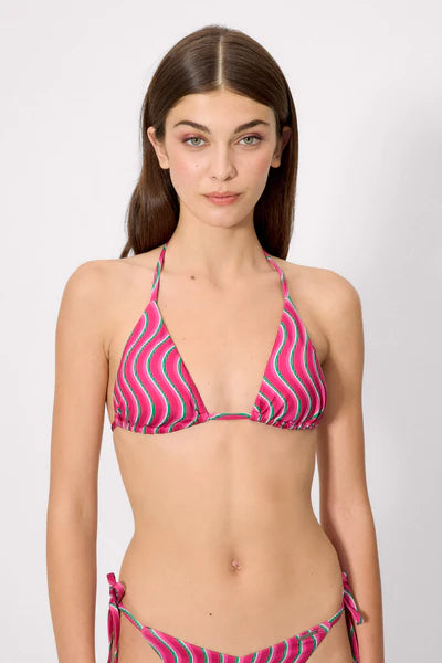 Top bikini triángulo  COMBINABLE estampado ondas YSABEL MORA  copa B