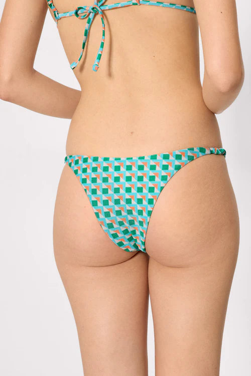 Braga bikini brasileña tiro bajo COMBINABLE  tejido brillante estampado cuadritos YSABEL MORA