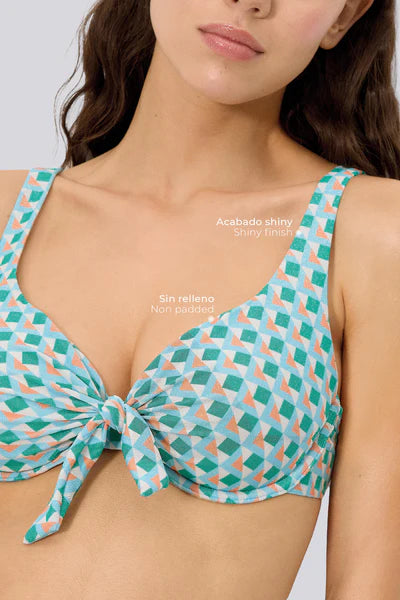 Top bikini con aro COMBINABLE estampado tejido brillante YSABEL MORA  copa C