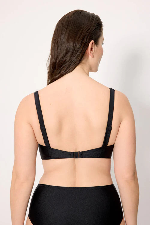 Top bikini reductor con aros COMBINABLE negro tejido brillante SABEL MORA copa E