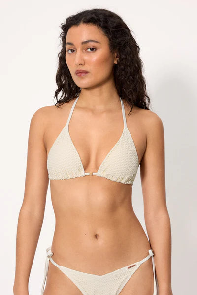 Top bikini triángulo COMBINABLE tejido calado marfil YSABEL MORA copa B