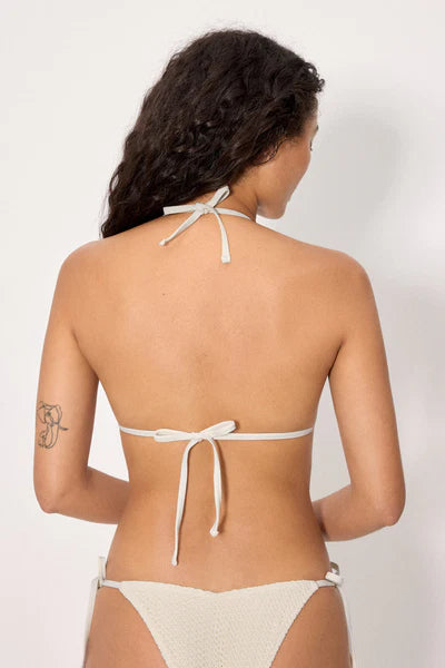 Top bikini triángulo COMBINABLE tejido calado marfil YSABEL MORA copa B