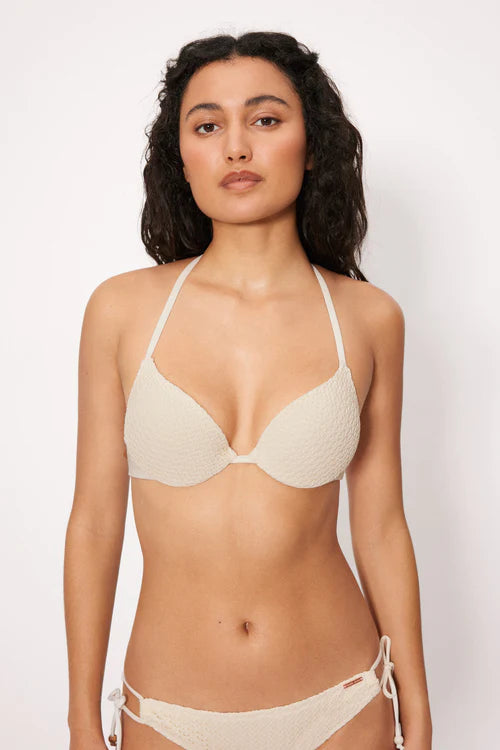 Top bikini DOBLE PUSH UP COMBINABLE tejido calado marfil YSABEL MORA copa B