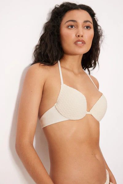 Top bikini DOBLE PUSH UP COMBINABLE tejido calado marfil YSABEL MORA copa B
