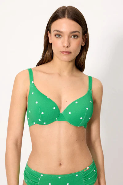 Top bikini con aro y foam COMBINABLE estampado lunares YSABEL MORA  copa B