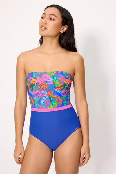 Bañador reductor bandeau estampado tropical YSABEL MORA copa B