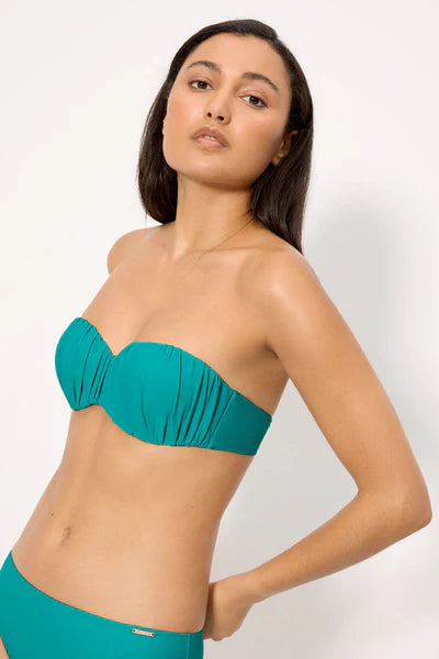 Top bikini bandeau COMBINABLE tejido fruncido YSABEL MORA copa B