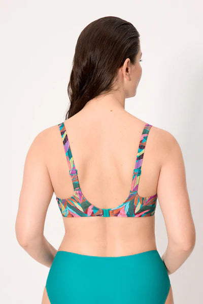 Top bikini reductor con aros estampado hojas COMBINABLE YSABEL MORA copa E