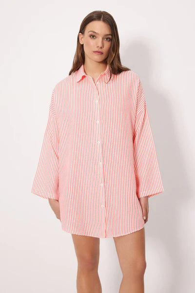 Camisa larga bambula rayas rosa YSABEL MORA