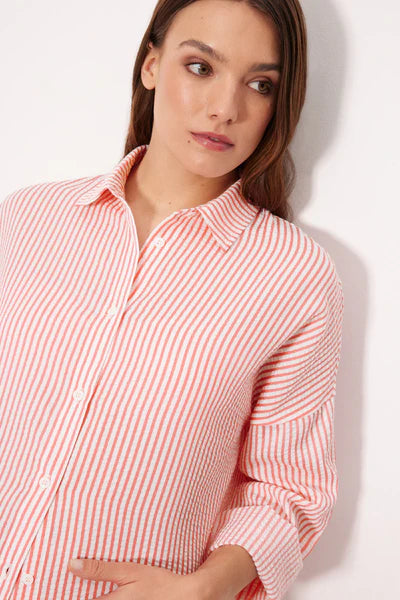 Camisa larga bambula rayas rosa YSABEL MORA