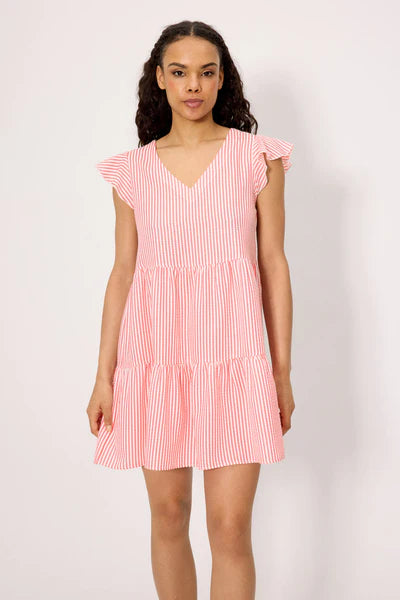 Vestido corto paneles bambula rayas rosa YSABEL MORA