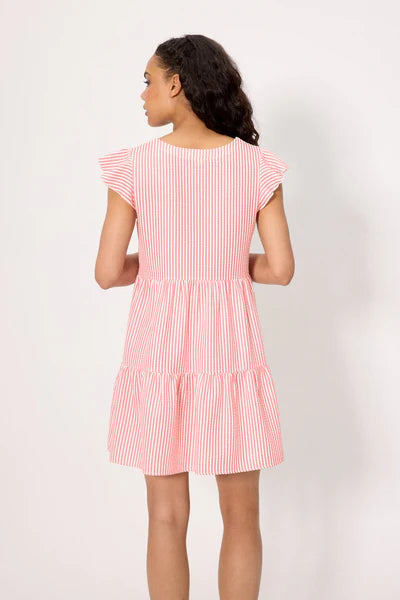 Vestido corto paneles bambula rayas rosa YSABEL MORA