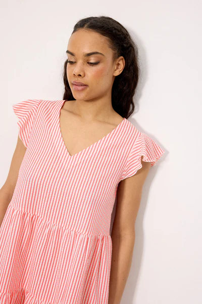 Vestido corto paneles bambula rayas rosa YSABEL MORA