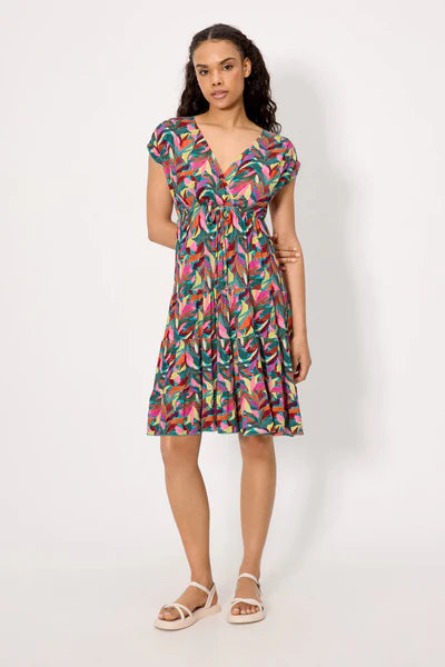 Vestido manga corta trabillas estampado YSABEL MORA