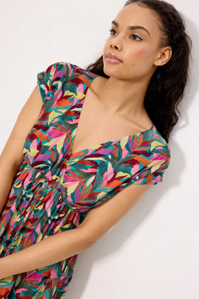 Vestido manga corta trabillas estampado YSABEL MORA