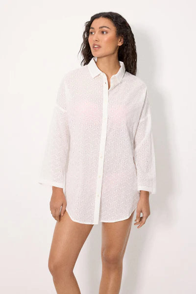 Camisa larga algodón bordado YSABEL MORA