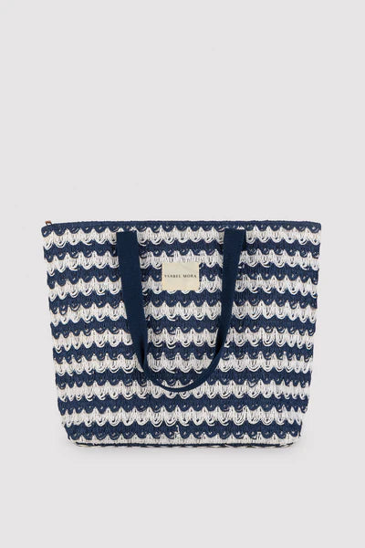 Bolso rafia rayas azul marino YSABEL MORA
