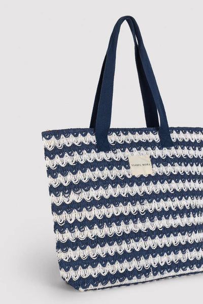 Bolso rafia rayas azul marino YSABEL MORA