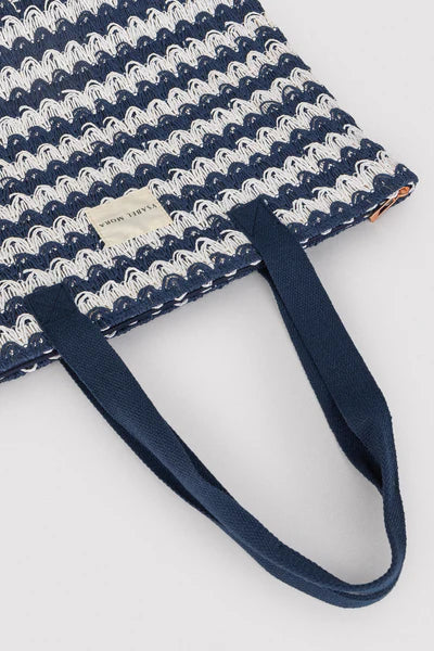 Bolso rafia rayas azul marino YSABEL MORA