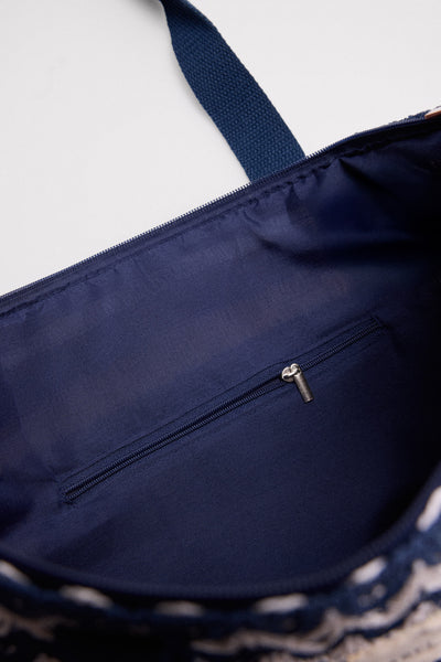 Bolso rafia rayas azul marino YSABEL MORA