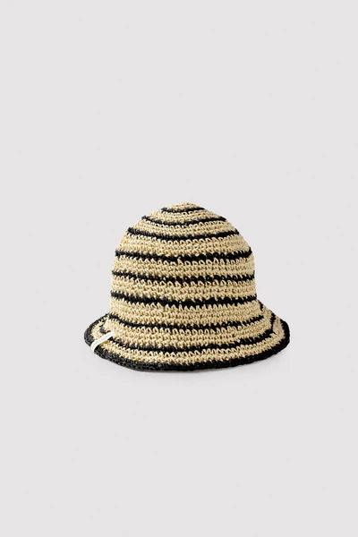 Gorro de rafia de rayas con borde moldeable Ysabel Mora