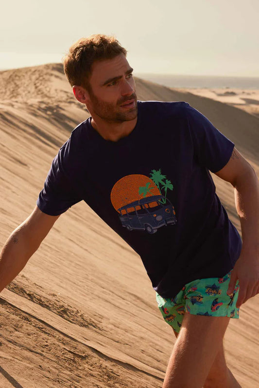 Camiseta algodón hombre manga corta estampada YSABEL MORA