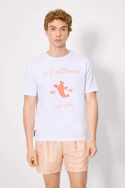Camiseta manga corta estampado langosta blanco YSABEL MORA