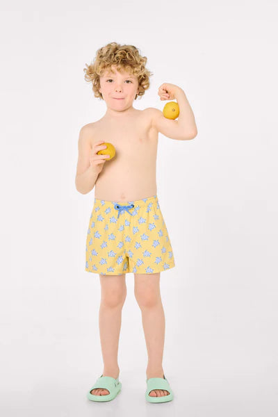 Bañador niño corto estampado tortugas amarillo Ysabel Mora