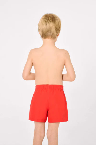 Bañador niño corto forro contraste rojo Ysabel Mora