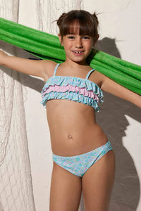 Bikini niña con volantes estampado liberty Ysabel Mora