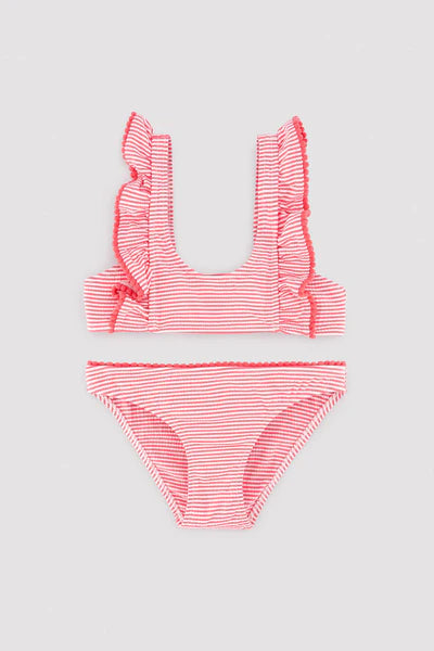 Bikini niña detalle volantes estampado rayas Ysabel Mora