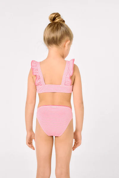Bikini niña detalle volantes estampado rayas Ysabel Mora