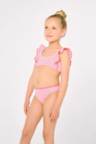 Bikini niña detalle volantes estampado rayas Ysabel Mora