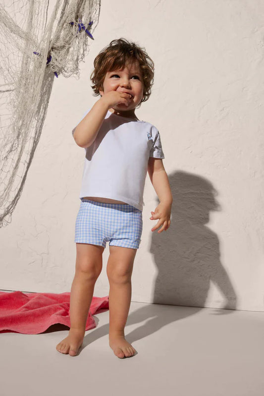 Bañador boxer bebé estampado cuadros vichy Ysabel Mora