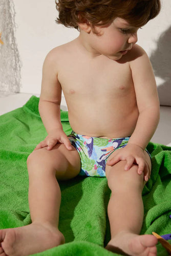 Bañador bebé tipo boxer estampado tucanes Ysabel Mora