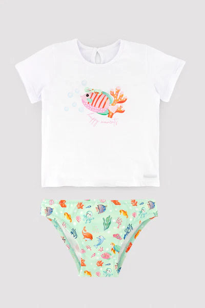Conjunto bebé camiseta y braguita estampado fauna marina Ysabel Mora