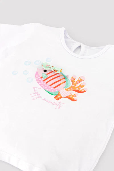 Conjunto bebé camiseta y braguita estampado fauna marina Ysabel Mora