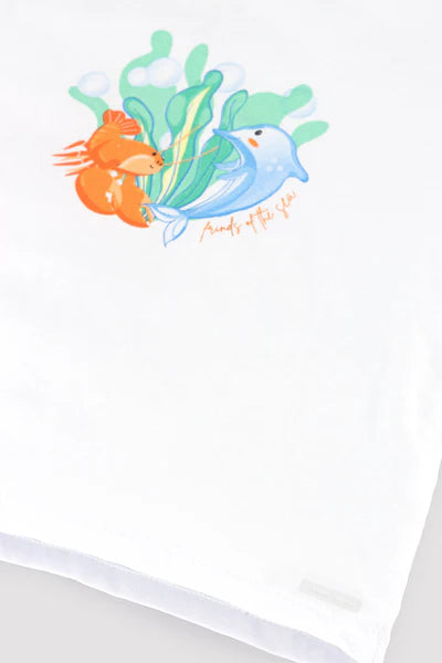 Conjunto bebé camiseta y bañador bóxer estampado fauna marina Ysabel Mora