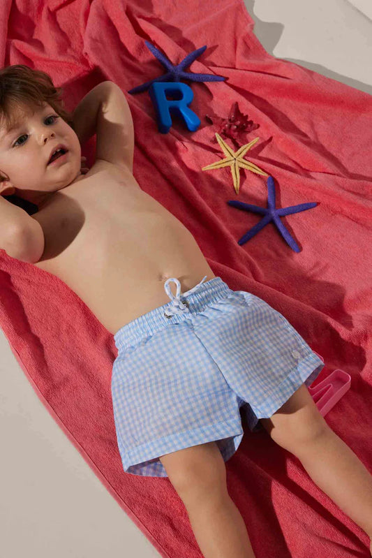 Bañador bebé bermuda estampado cuadros vichy Ysabel Mora