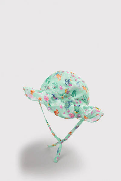 Gorro de playa bebé ala ondulada estampado fauna marina Ysabel Mora