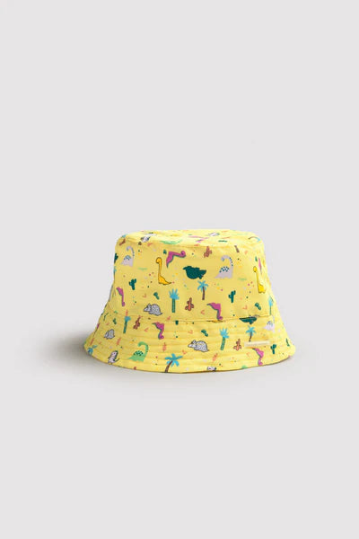 Gorro de playa bebé ala recta estampado dinosaurios Ysabel Mora