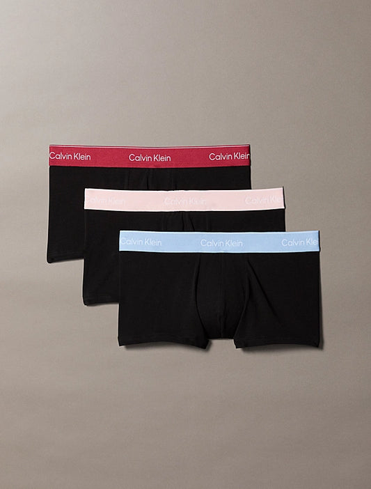 Pack 3 Boxer negros algodón con elástico de color ICON COTTON STRETCH CALVIN KLEIN