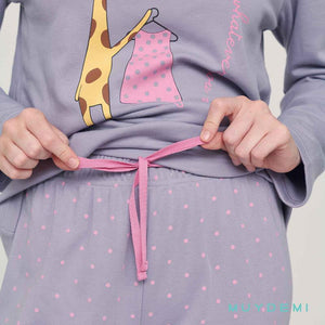 Pijama invierno mujer estampado jirafa MUYDEMI