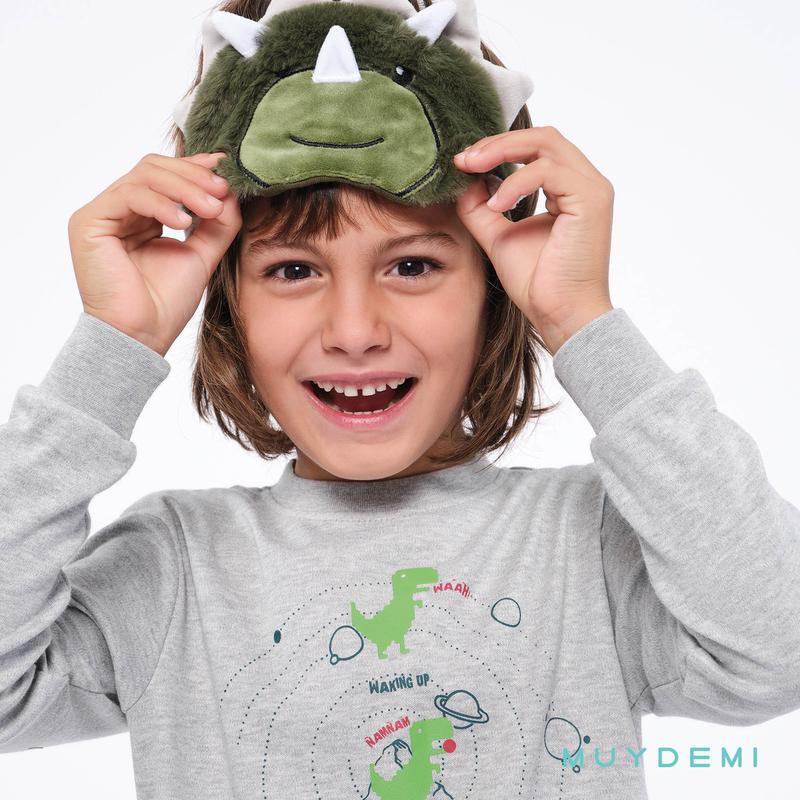 Pijama de algodón invierno niño estampado dinosaurios MUYDEMI