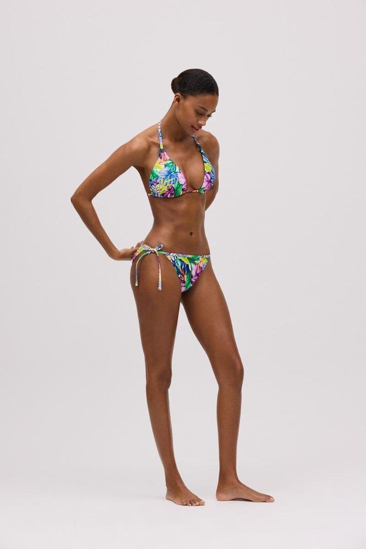 Braga de bikini mini atada en los laterales estampado tropical COMBINABLE YSABEL MORA