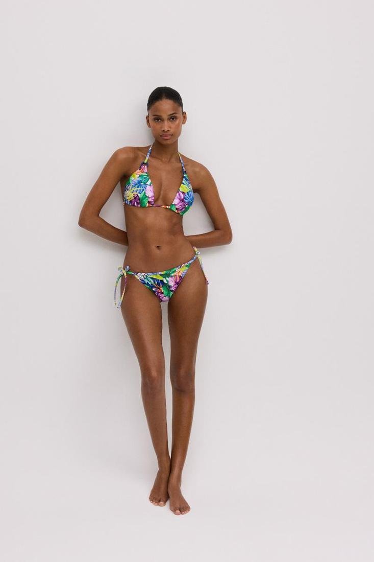 Braga de bikini mini atada en los laterales estampado tropical COMBINABLE YSABEL MORA