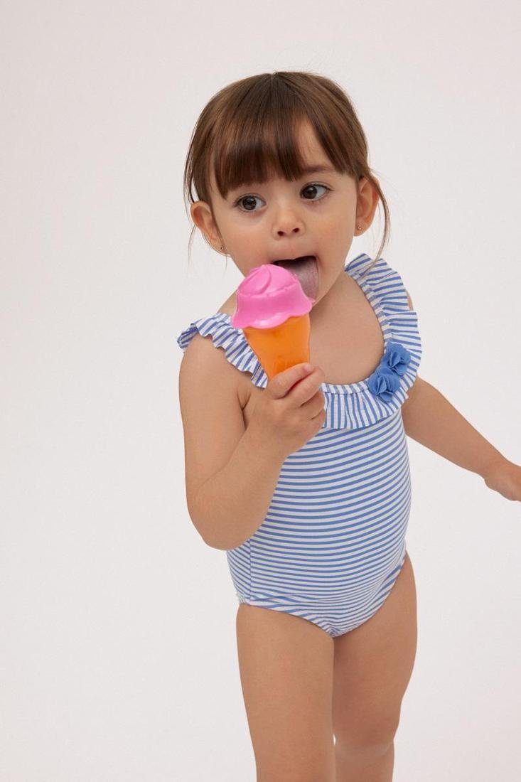 Bañador bebé niña estampado rayas Ysabel Mora